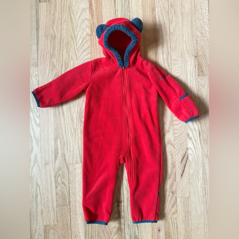Toddler Columbia One Piece Fleece Snow Bunting coverall Red size 12-18 months